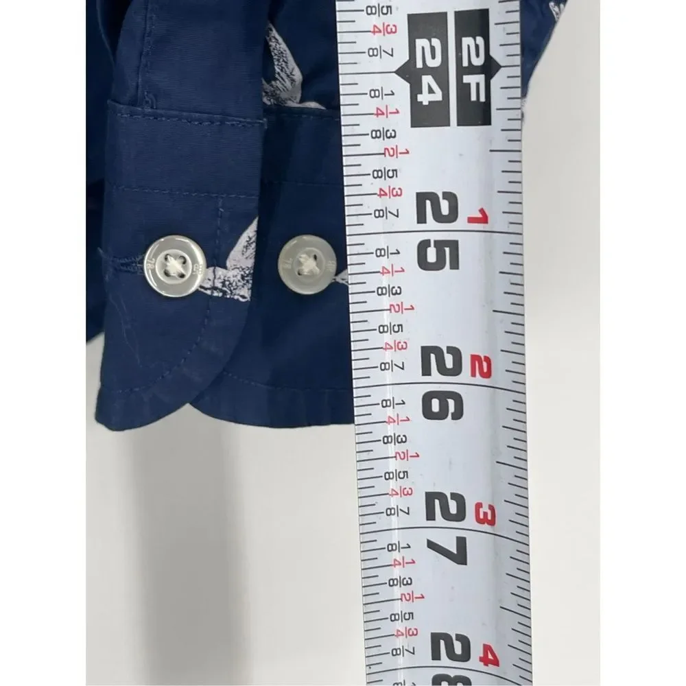Banana Republic Shirt Slim Button Down Mens Large Luxe Poplin Untucked Bird Blue